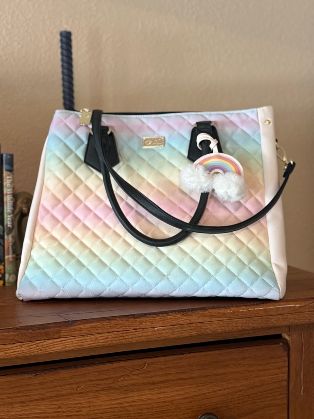 Betsey Johnson Rainbow quilted ombré bag